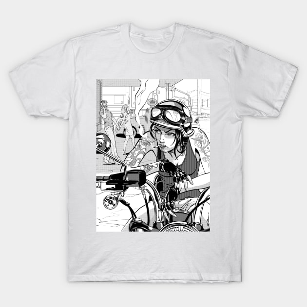 Biker Girl T-Shirt by DanielBDemented